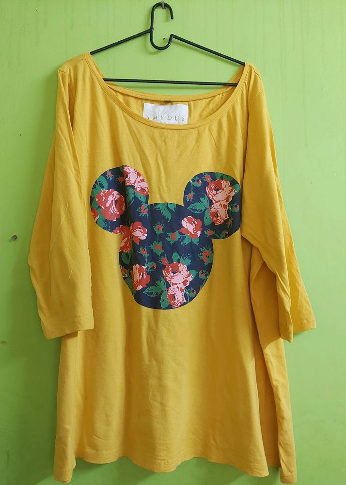 Amydus Mickey Graphic Yellow T-Shirt