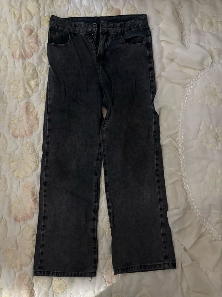 Vintage Black Wash Wide Leg Jeans