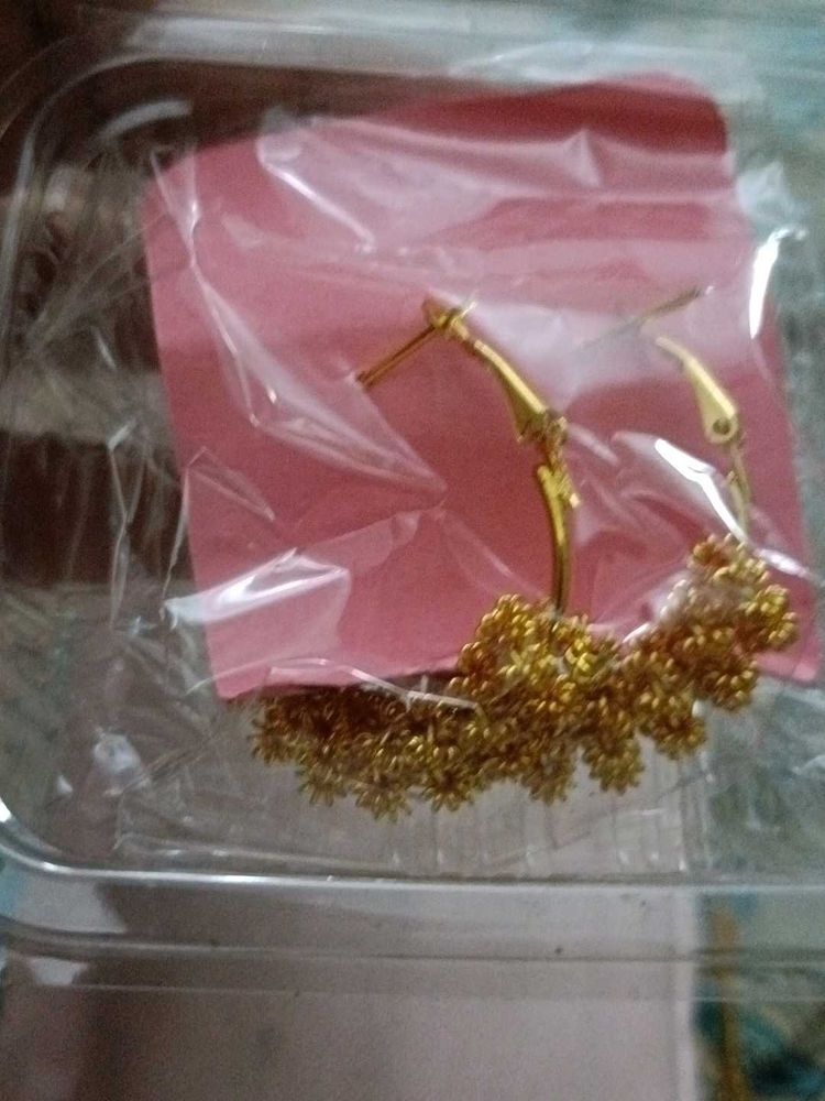 Gold Floral Hoop Earrings