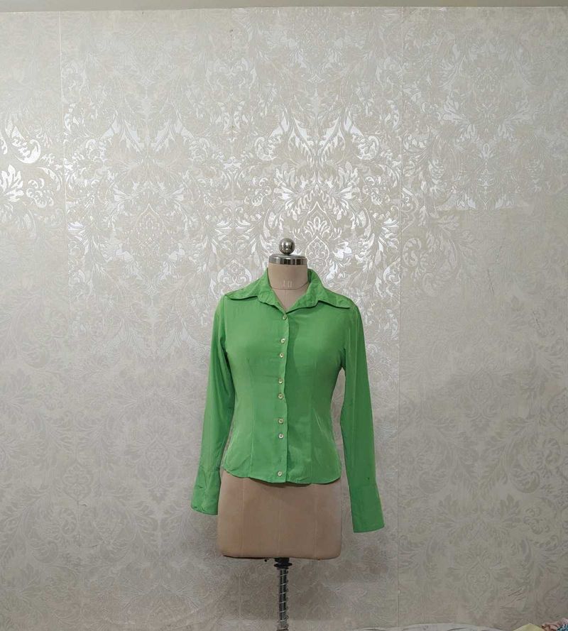 Vintage Green Button-Down Shirt