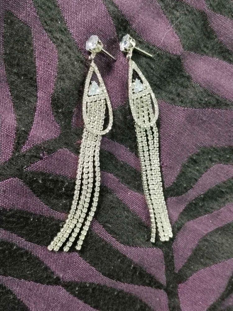 Rhinestone Tassel Drop Earrings