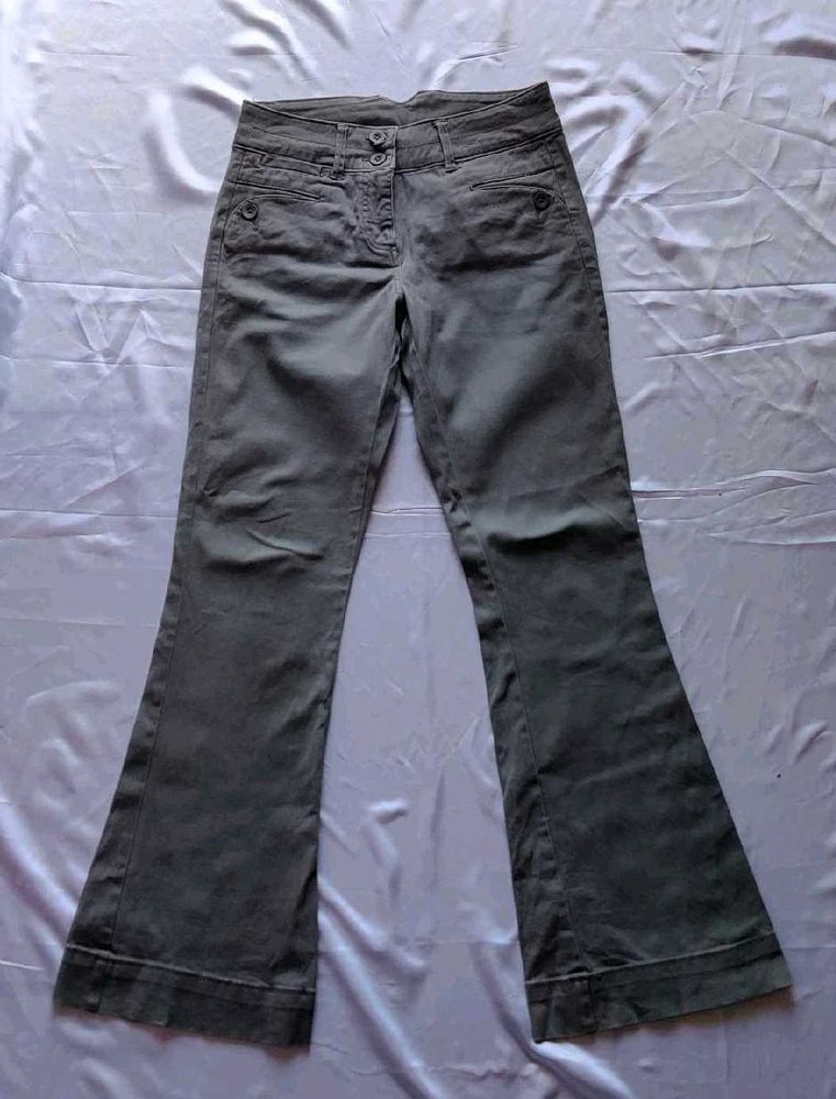 Grey Bell Bottom Pant For Women