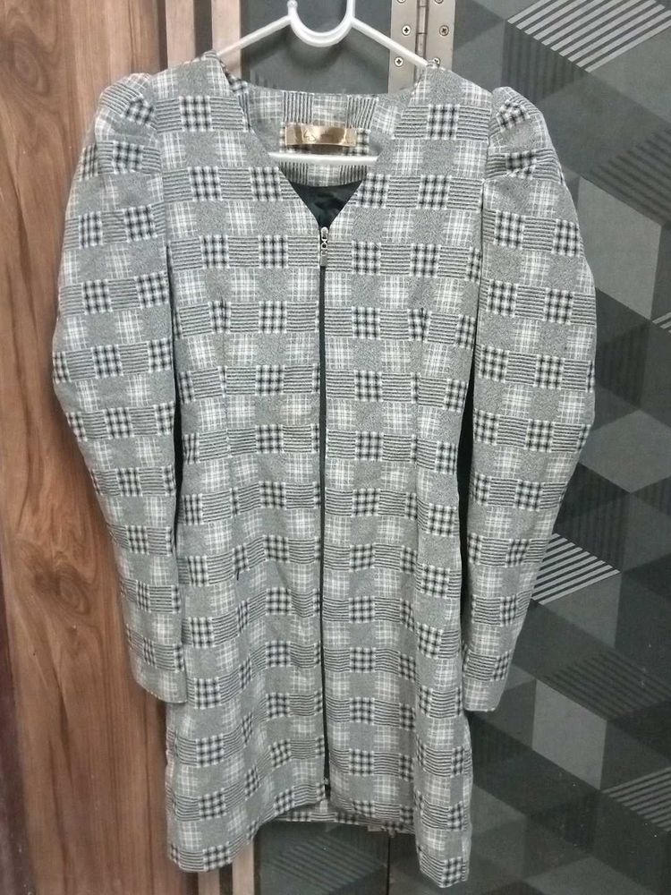 Checkered Puff Sleeve Mini Dress