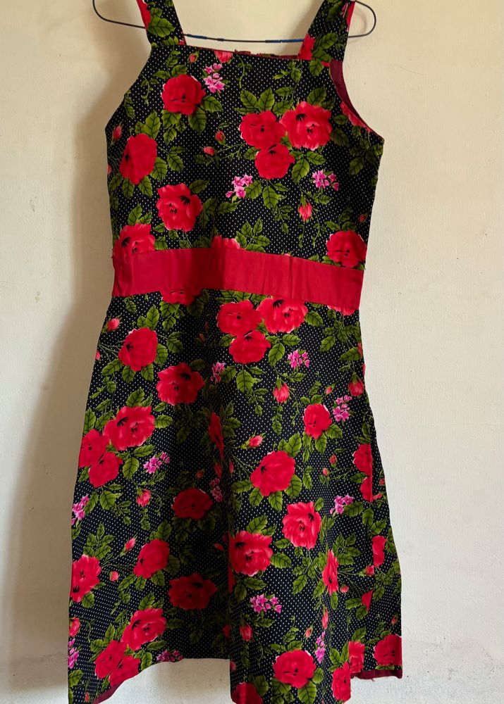 Little Black Dress With Floral Print