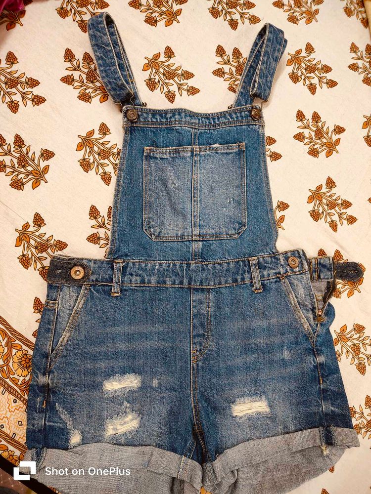Denim Dungaree Shorts