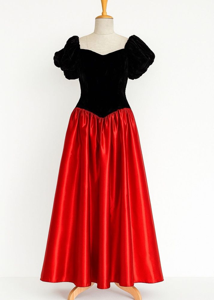 Red &amp; Black Velvet Dress