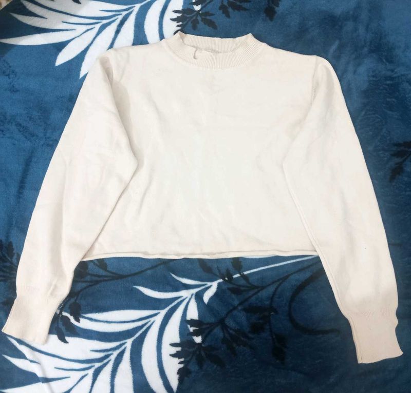 Cream Cropped Knit Top 🎀