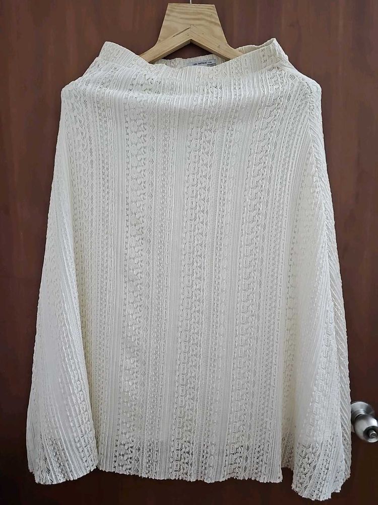 Zara Trafaluq White Lace Skirt