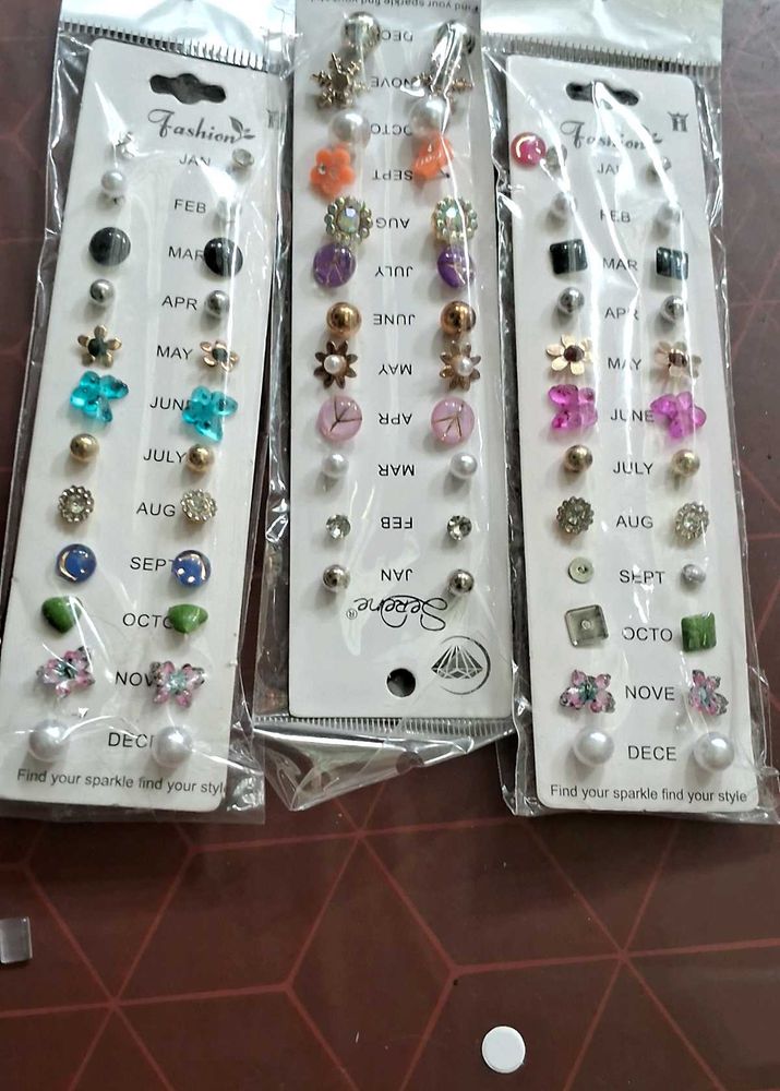 earrings studs pack Of 3 packets
