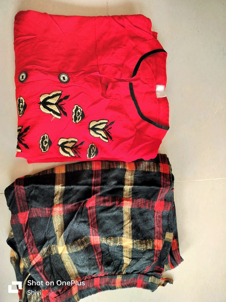Red Kurta With Palazzo