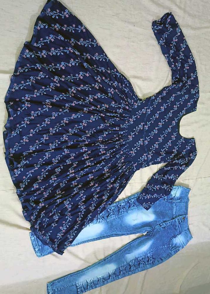 Blue Frock With Jeans