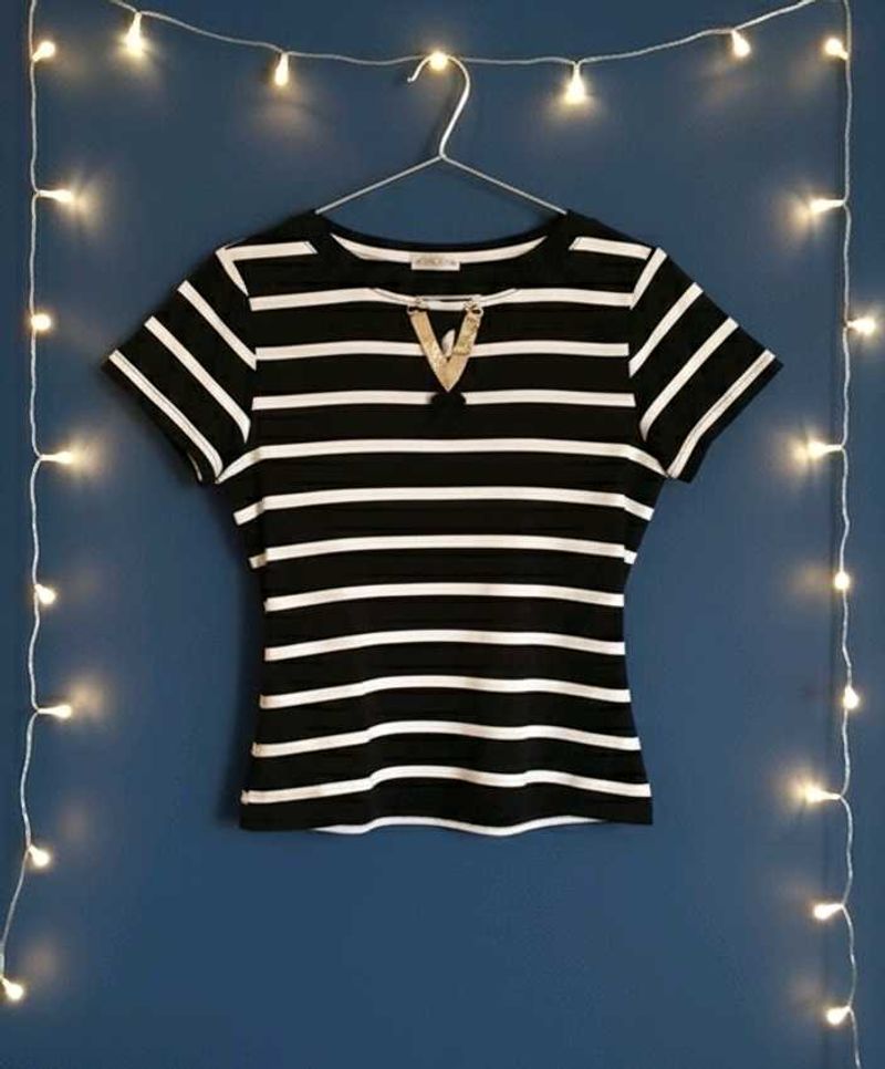 Striped Tee with Detail