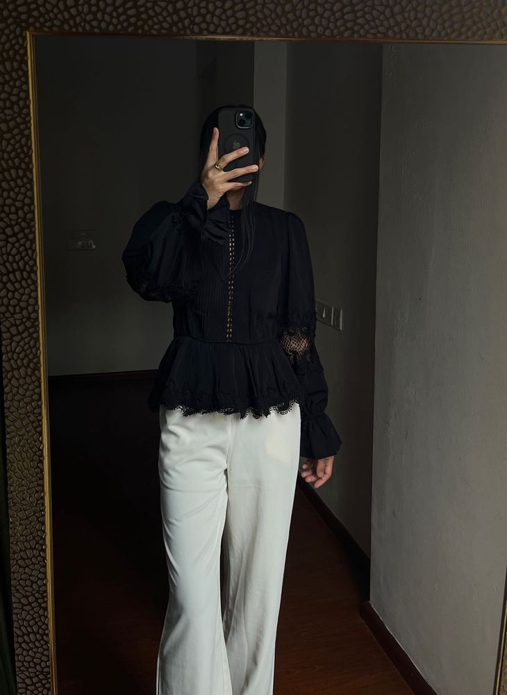 RIVER ISLAND Lace Insert Blouse