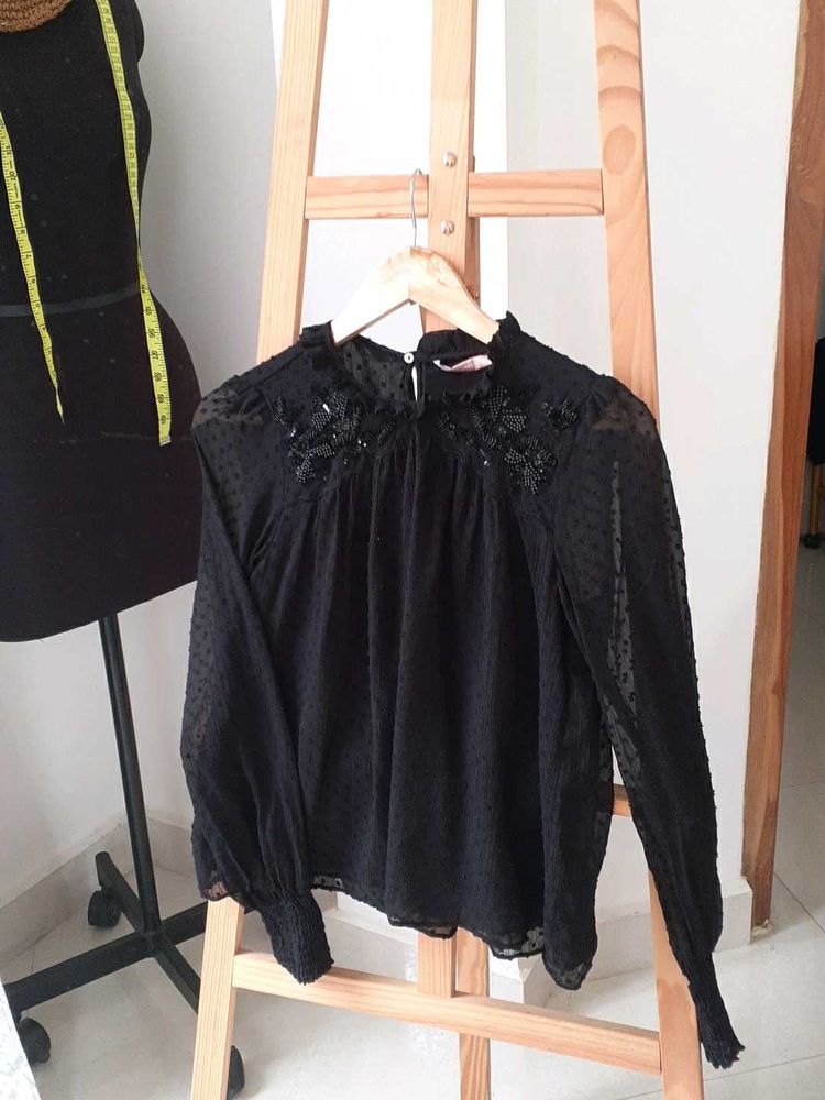 Elegant Black Sheer Blouse