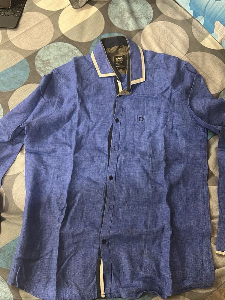 Stylish Blue Linen Shirt