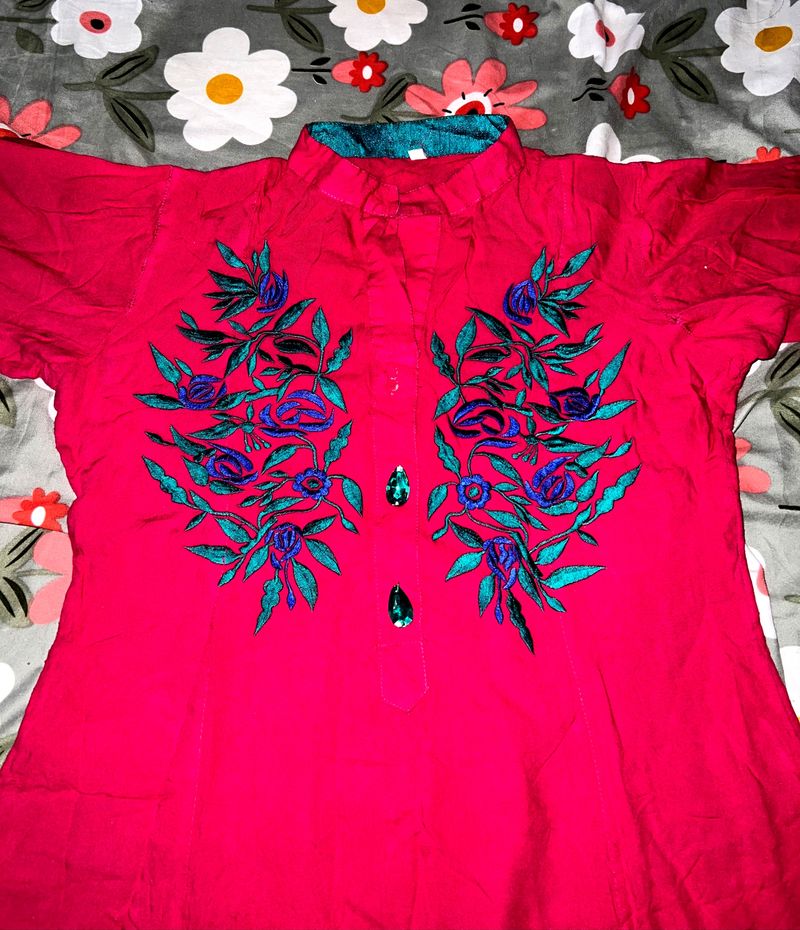 Lovely Pink Kurta XL Size Knee Length