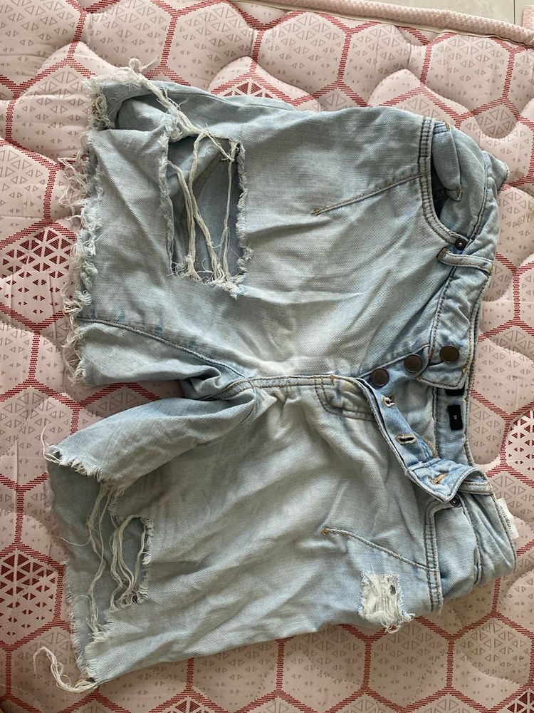 Distressed Denim Shorts