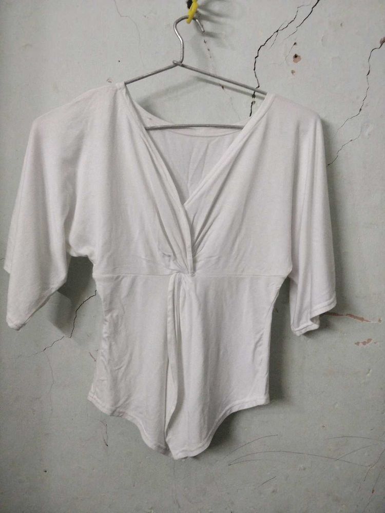 White Wrap Front Top