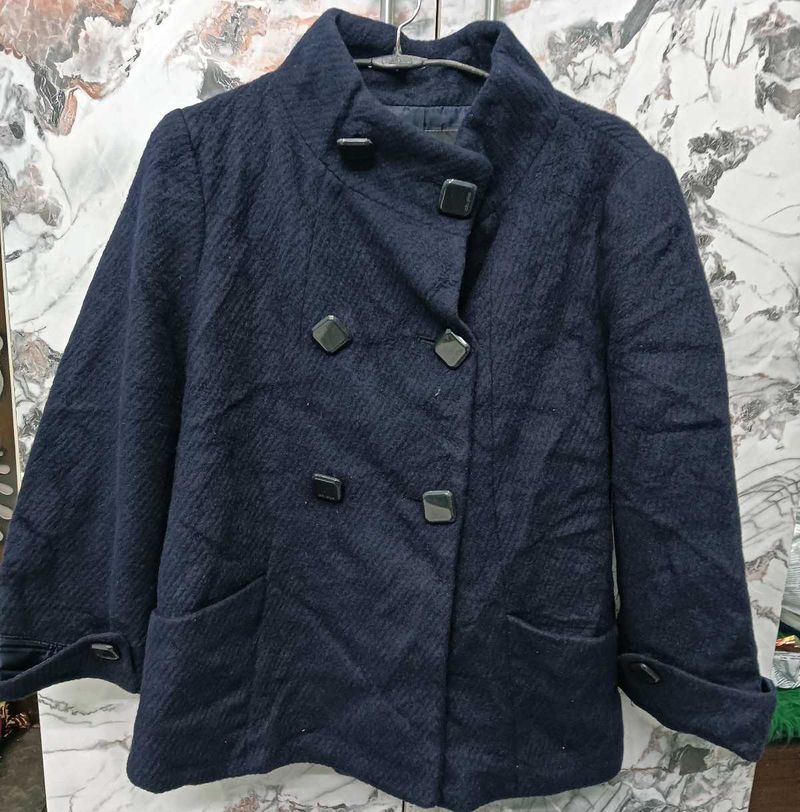 Elegant Navy Blue🇲🇾 Cropped Coat
