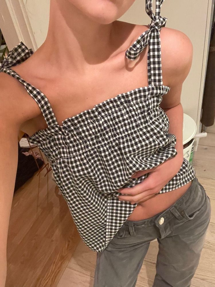 Gingham Tie-Strap Cami Top🌸