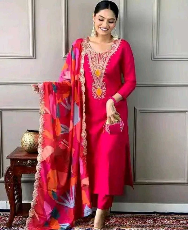 Pink Embroidered Kurta set