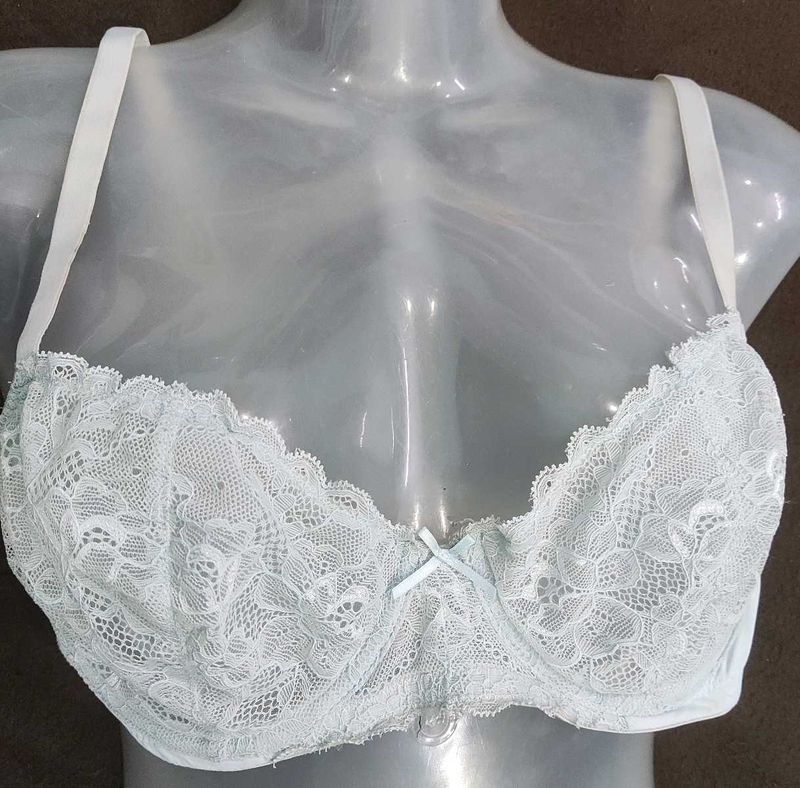 Elegant Light Blue Lace Bra