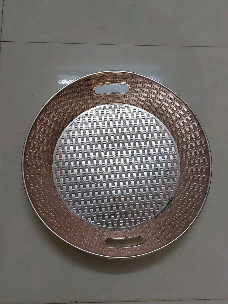 Rose Gold Woven Serving Tray