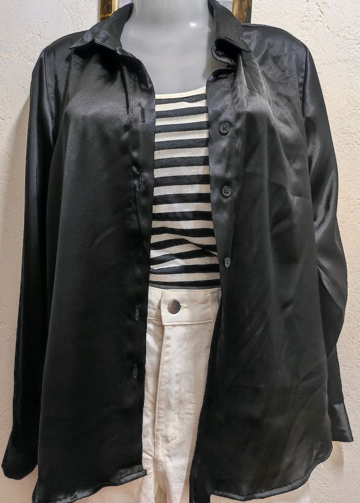 Satin Shirt-black