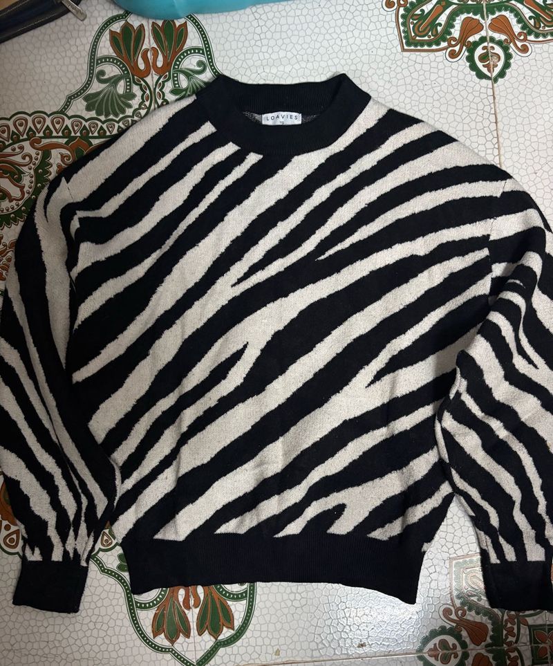 Zebra Print Pullover Sweater