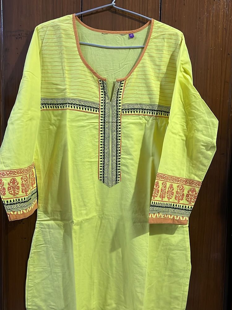 Yellow Black Kurta