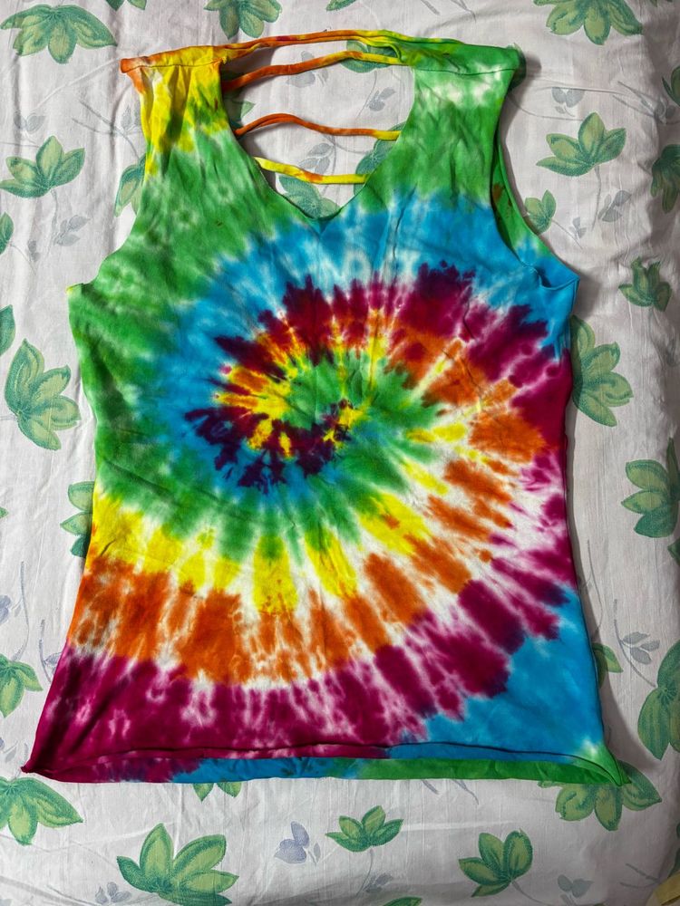 Backless Tie Dye Sleeveless Top