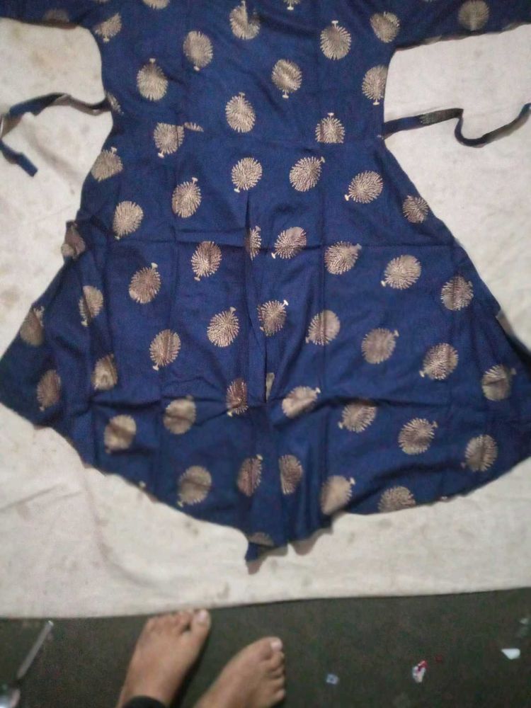 Stylish Navy Blue Printed Dress