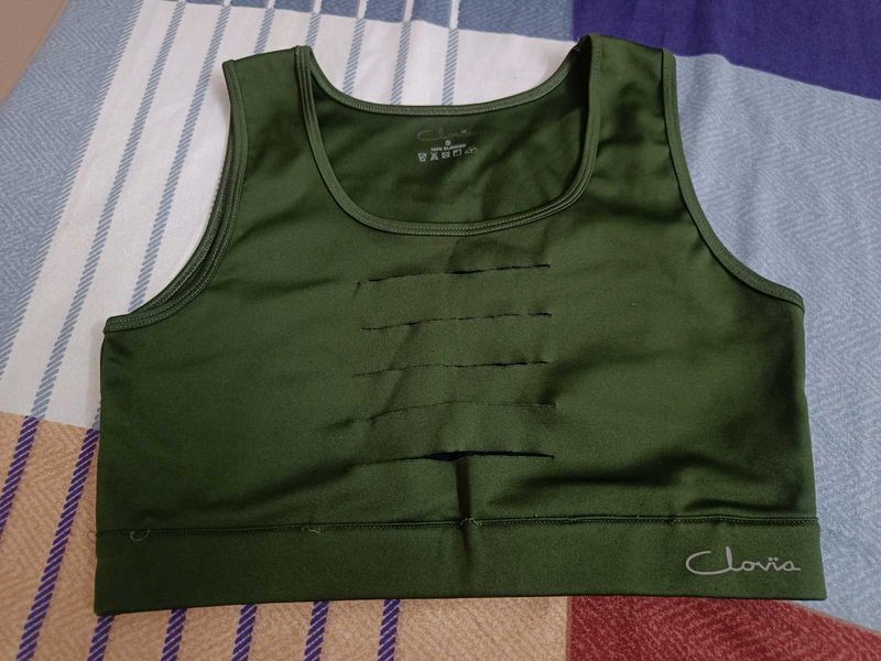Olive Colour Designer Workout Bra By Clovia