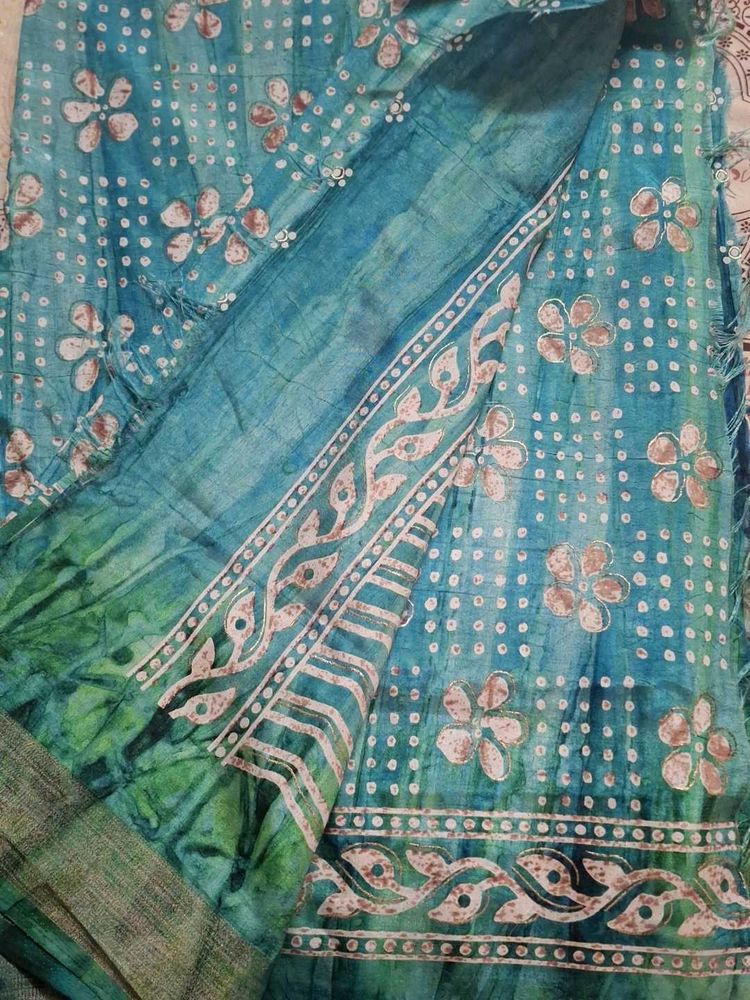 Elegant dopian bafta silk Saree with blouse