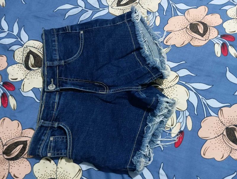 Denim Frayed Shorts