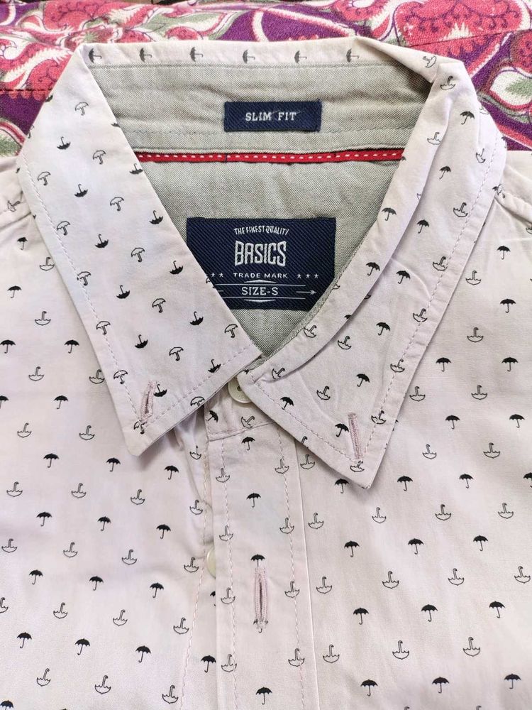 Basics Slim Fit Umbrella Print Shirt