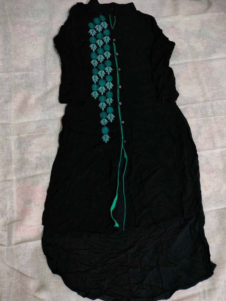 Embroidered Black Kurta