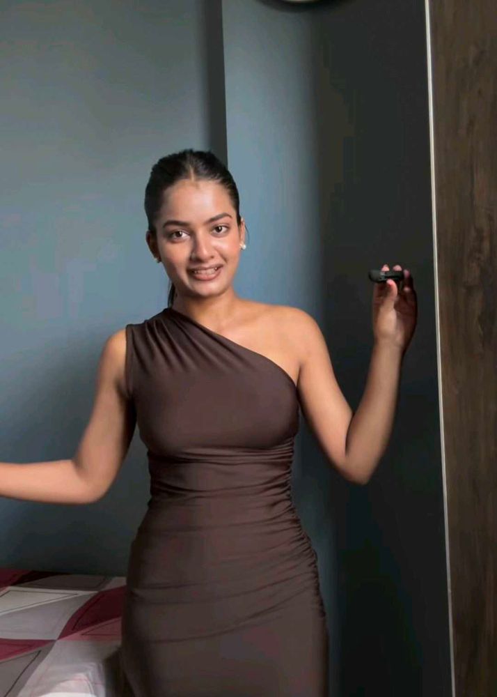 Brown One Shoulder Dress