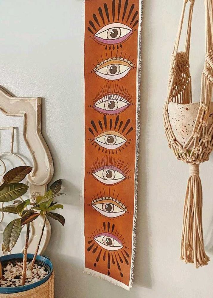 Hand-painted Eye Motifs Tapestry Wall Hanging
