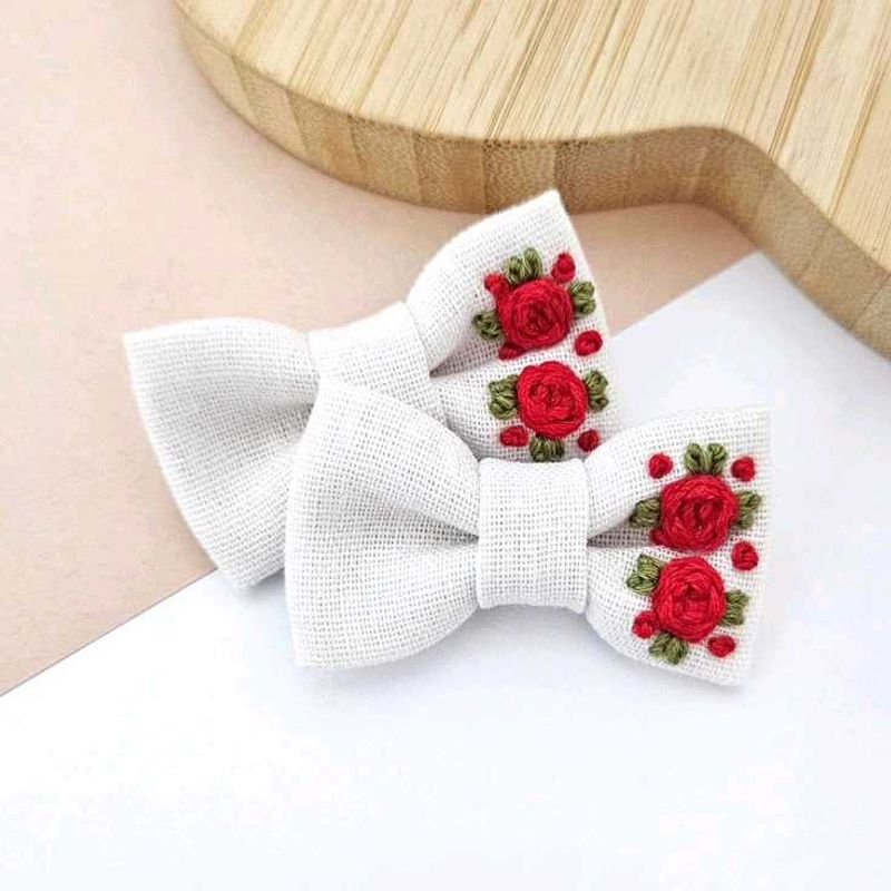 Hand Embroidery Bow Hair Clip New