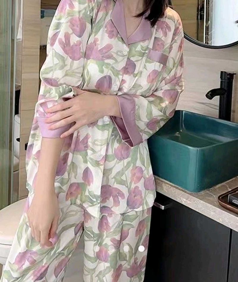 Luxurious Satin Floral Pyjama Set
