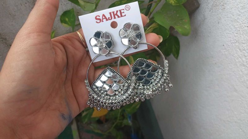 SAJKE Silver Tone Dangle Earrings