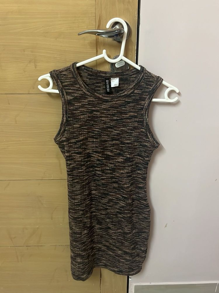 Brown Sleeveless dress stretchable
