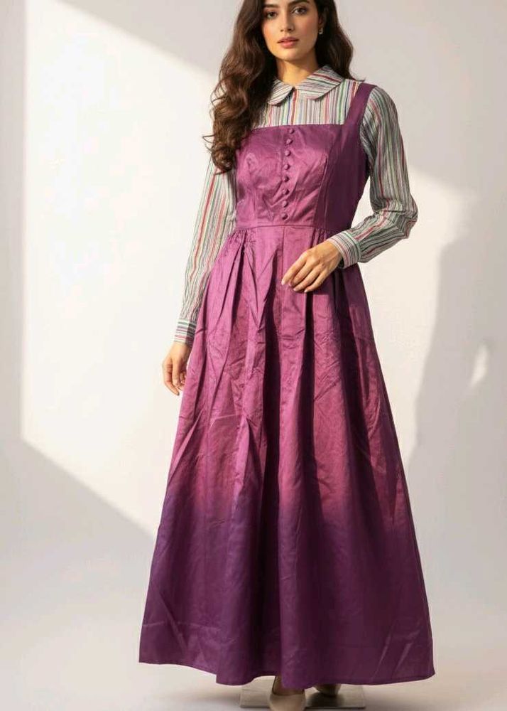 Elegant Purple Maxi Dress with Lining