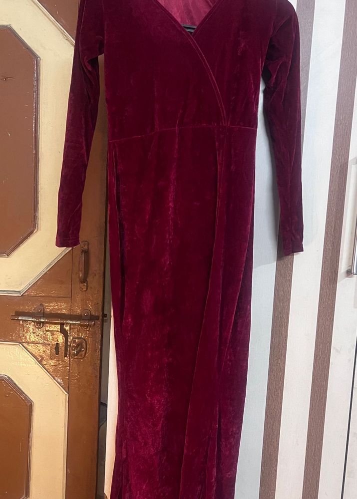 Burgundy Velvet Dress