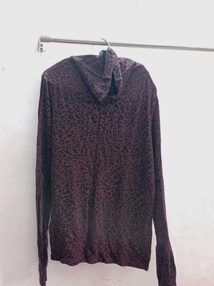 Leopard Print Turtleneck Top