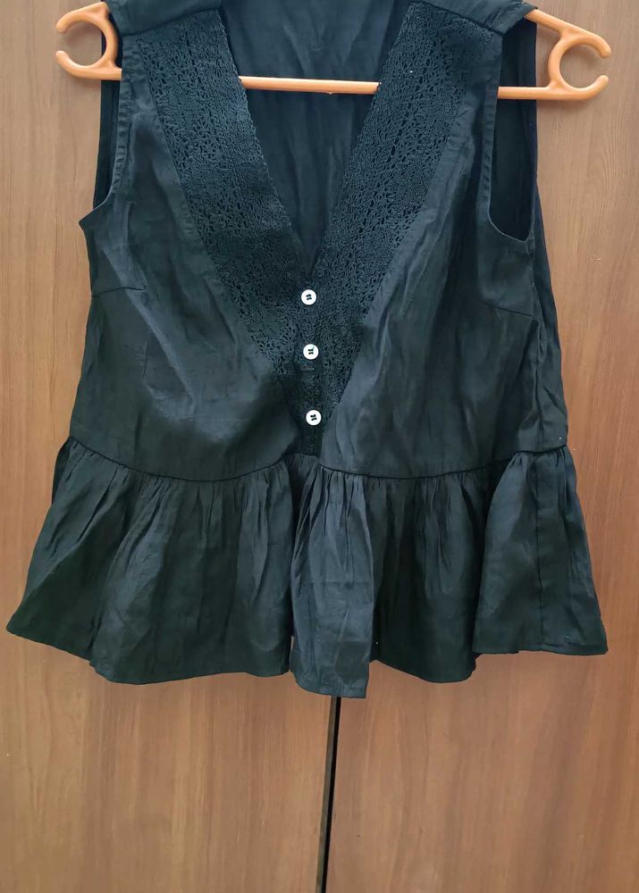 Elegant Black Peplum Top