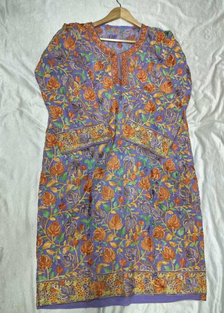 Georgete Original Chinar Work Kurtis