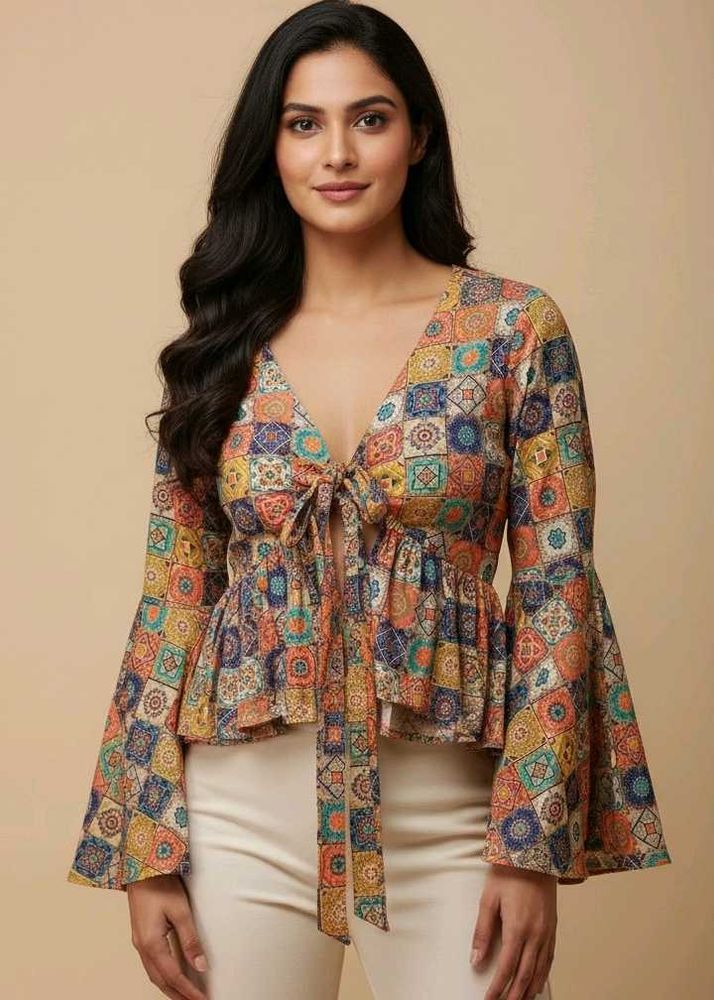 Boho Chic Printed bell sleeve Top