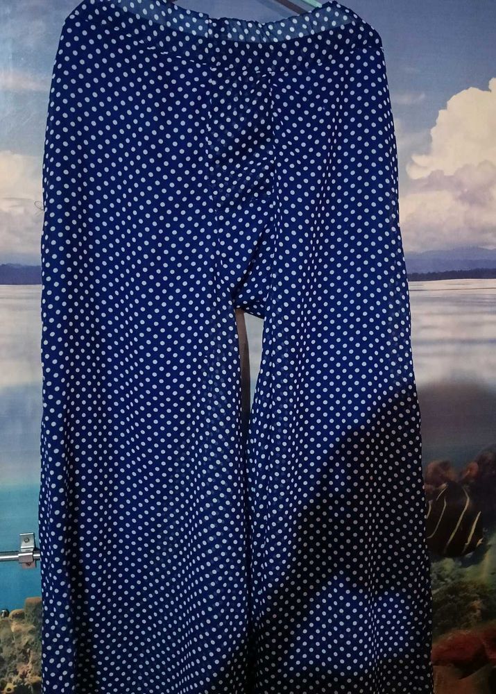Navy Blue Polka Dots Palazzos